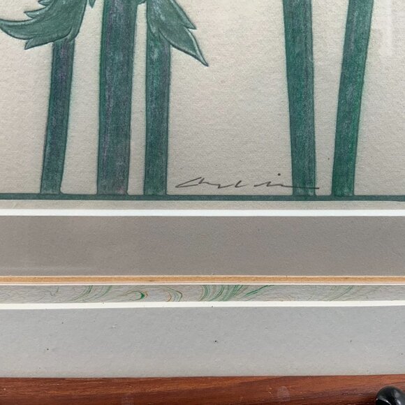 Vtg Island Designs Maine Embossed Watercolor Signed Chong Double Matted & Framed - Picture 4 of 8